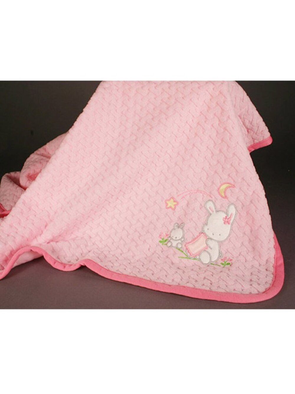 RENE ROFE Plush PINK BABY BLANKET - embroidered - NWT!!